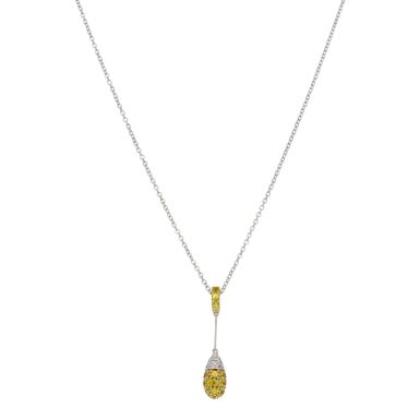 Pre-Owned 9ct Gold Yellow Topaz & Diamond Teardrop Necklace