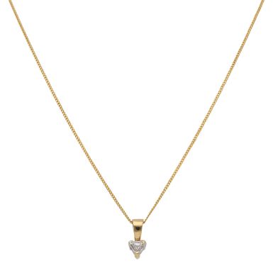 Pre-Owned 9ct Gold Trilliant Cut Diamond Pendant Necklace