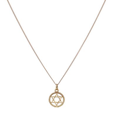 Pre-Owned 9ct Yellow Gold Star Of David Pendant & Chain Necklace
