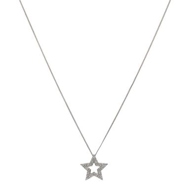 Pre-Owned 9ct White Gold Diamond Set Star Pendant Necklace