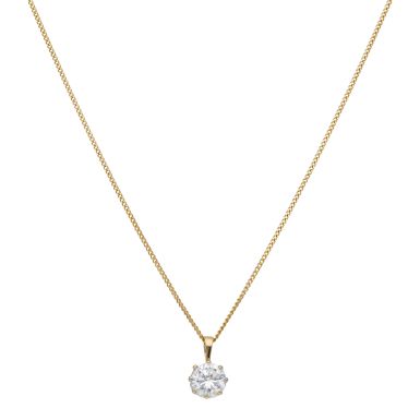 Pre-Owned 9ct Gold Cubic Zirconia Solitaire Pendant Necklace