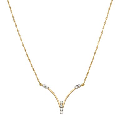 Pre-Owned 18ct Yellow Gold 16 Inch Diamond Wishbone Necklace