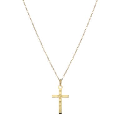 Pre-Owned 9ct Yellow Gold Lightweight Cross & Chain Necklace