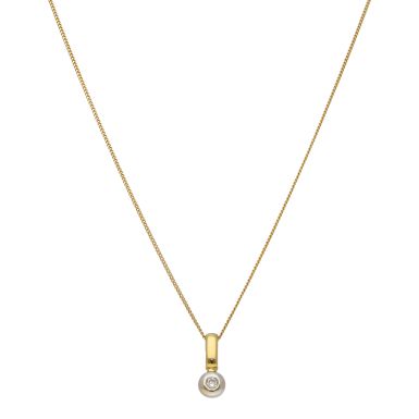 Pre-Owned 18ct Gold 0.07ct Diamond Solitaire Pendant Necklace