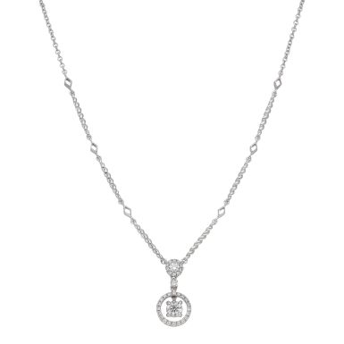 Pre-Owned 18ct White Gold 0.31 Carat Diamond Halo Necklace