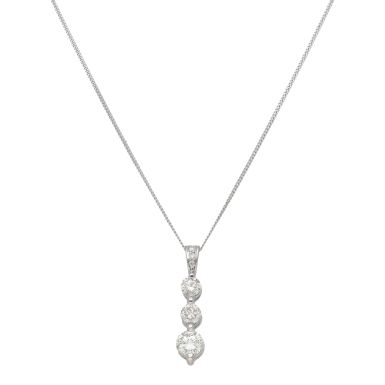 Pre-Owned 18ct White Gold 0.96 Carat Diamond Trilogy Necklace