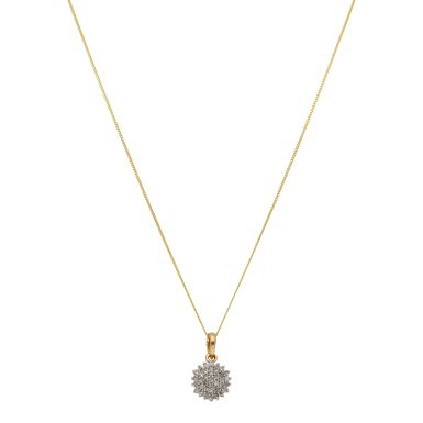 Pre-Owned 9ct Gold 0.25ct Diamond Cluster Pendant Necklace