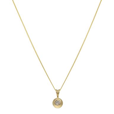Pre-Owned 9ct Yellow Gold Diamond Pendant & Chain Necklace