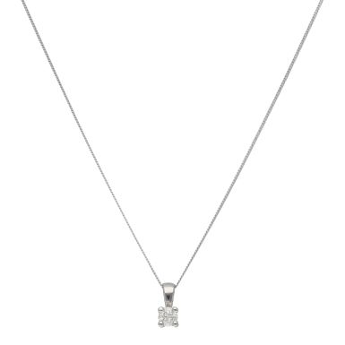 Pre-Owned 9ct White Gold 0.10 Carat Diamond Solitaire Necklace