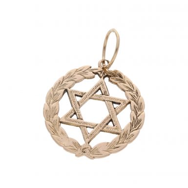Pre-Owned 9ct Yellow Gold Patterned Star Of David Pendant