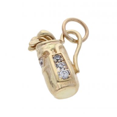 Pre-Owned 9ct Yellow Gold Gemstone Set Golf Clubs Charm