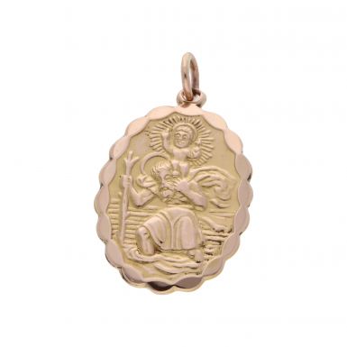 Pre-Owned 9ct Yellow Gold Oval St.Christopher Pendant