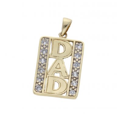 Pre-Owned 9ct Gold Cubic Zirconia Set Dad Pendant