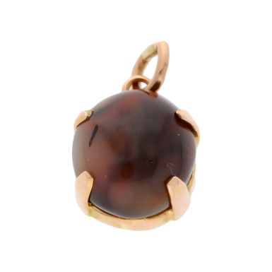 Pre-Owned 14ct Gold Brown Sardonyx Solitaire Pendant