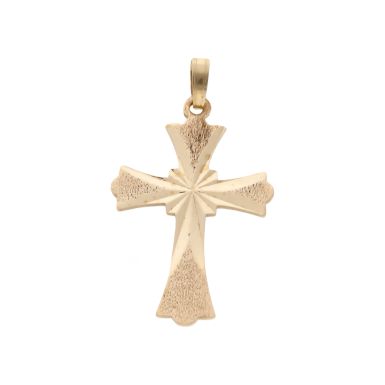 Pre-Owned 9ct Yellow Gold Patterned Cross Pendant