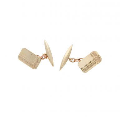 Pre-Owned 9ct Yellow Gold Part Patterned Cufflinks