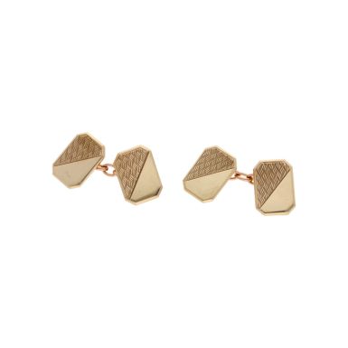 Pre-Owned 9ct Yellow Gold Half Patterned Cufflinks