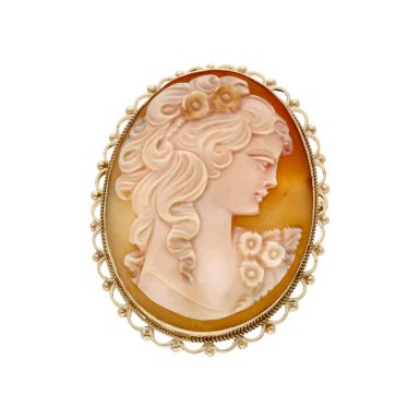 Pre-Owned Vintage 1985 9ct Yellow Gold Large Oval Cameo Brooch