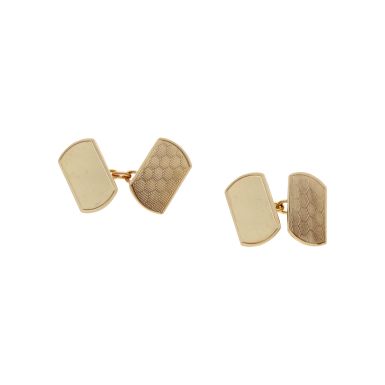 Pre-Owned 9ct Yellow Gold Patterned & Polished Cufflinks