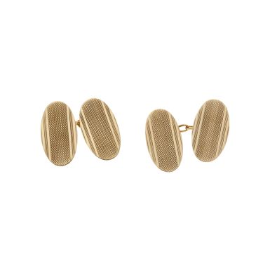 Pre-Owned 9ct Yellow Gold Patterned Oval Cufflinks