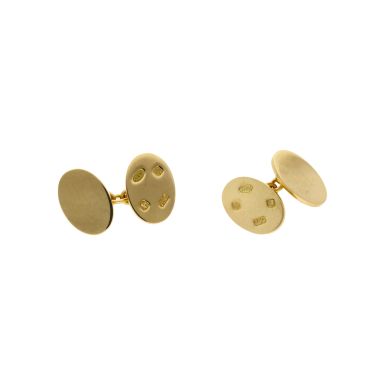 Pre-Owned 18ct Yellow Gold Oval Hallmark Engraved Cufflinks