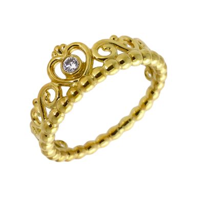 Pre-Owned Pandora Gold Plated Silver Gemstone Set Tiara Ring