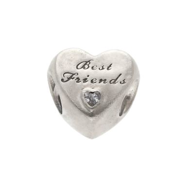 Pre-Owned Pandora Silver Gemstone Set Best Friends Heart Charm