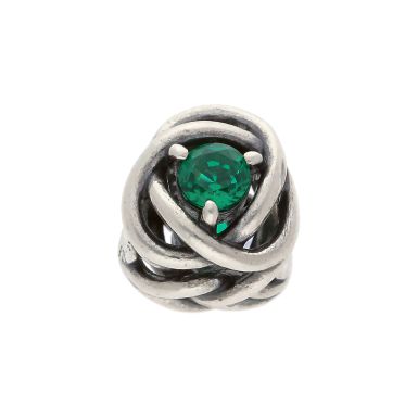 Pre-Owned Pandora Silver Green Gemstone Set Knot Charm