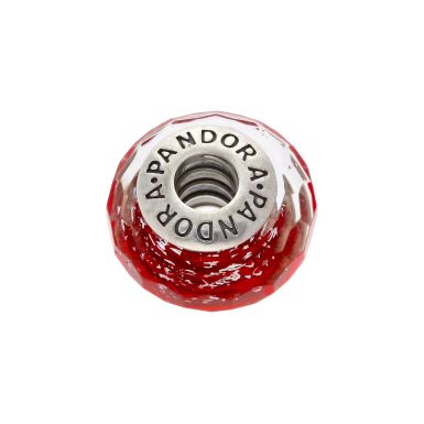 Pre-Owned Pandora Silver Red Faceted Bead Charm