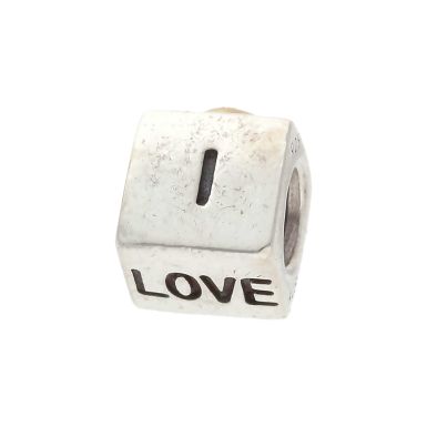 Pre-Owned Pandora Silver & Gold I Love You Cube Charm
