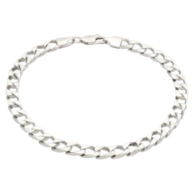 Pre-Owned Silver 8 Inch Square Curb Bracelet