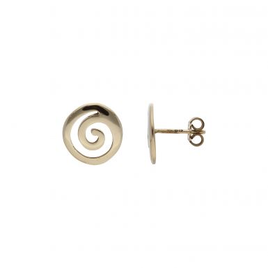 Pre-Owned 9ct Yellow Gold Swirl Stud Earrings