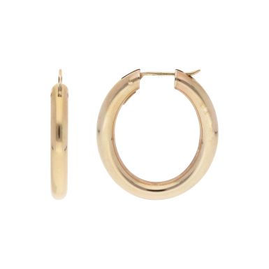 Pre-Owned 9ct Yellow Gold Oval Hoop Creole Earrings