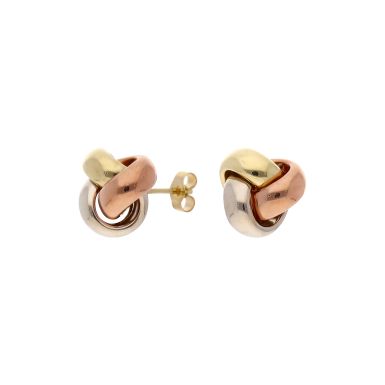 Pre-Owned 9ct Yellow Rose & White Gold Knot Stud Earrings
