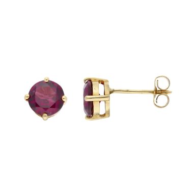 Pre-Owned 9ct Yellow Gold Purple Cubic Zirconia Stud Earrings