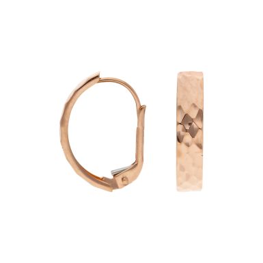 Pre-Owned 14ct Rose Gold Faceted Huggie Earrings