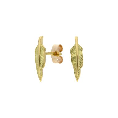 Pre-Owned 18ct Yellow Gold Feather Stud Earrings