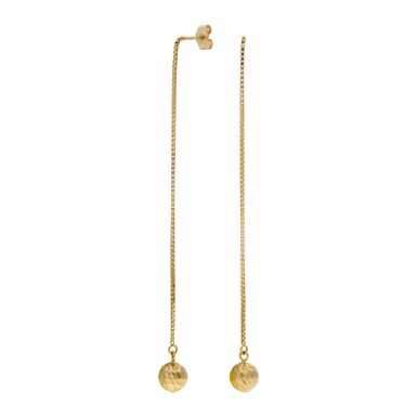 Pre-Owned 18ct Yellow Gold Bead Chain Drop Earrings