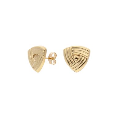 Pre-Owned 9ct Yellow Gold Lightweight Triangle Stud Earrings