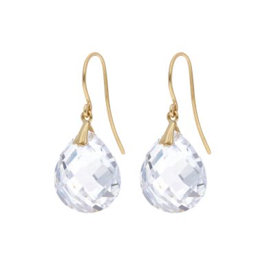 Pre-Owned 14ct Yellow Gold Crystal Drop Earrings