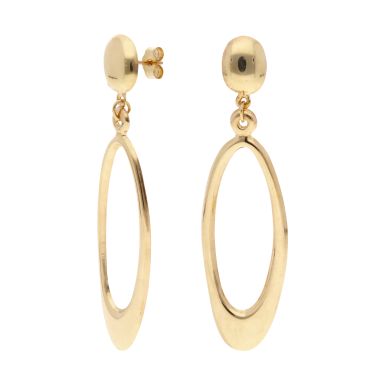 Pre-Owned 9ct Yellow Gold Open Oval Drop Earrings