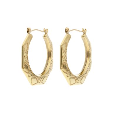 Pre-Owned 9ct Yellow Gold Harlequin Creole Earrings