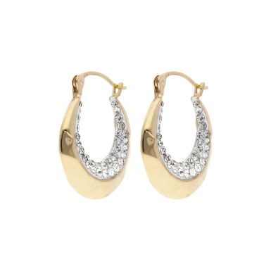 Pre-Owned 9ct Gold Crystal Set Creole Earrings