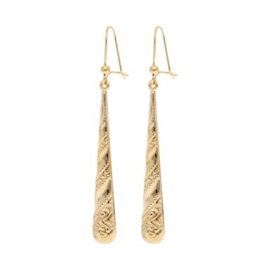 Pre-Owned 9ct Yellow Gold Hollow Patterned Drop Earrings