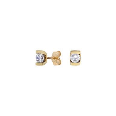 Pre-Owned 9ct Gold Tension Set Cubic Zirconia Stud Earrings