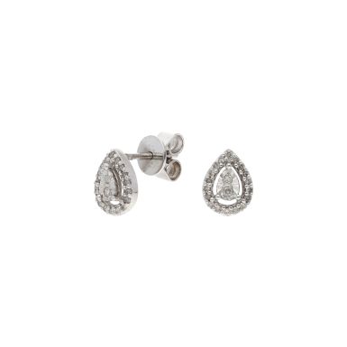 Pre-Owned 9ct White Gold Diamond Pear Cluster Stud Earrings