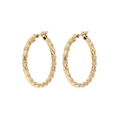 Pre-Owned 9ct Yellow Gold Twist Style Hoop Earrings