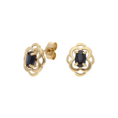 Pre-Owned 9ct Yellow Gold Sapphire Set Stud Earrings