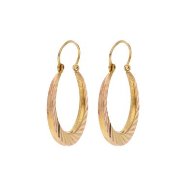 Pre-Owned 9ct Yellow Gold Ridged Creole Earrings