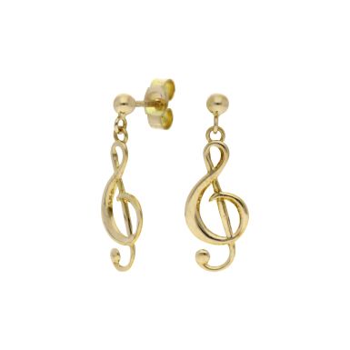 Pre-Owned 9ct Yellow Gold Lightweight Musical Note Earrings